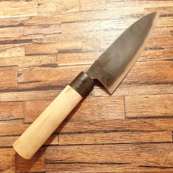 特製青鋼入 出刃包丁 研ぎ済 黒錆仕上げ 土佐 両刃 160mm