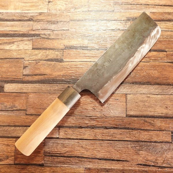 木屋 菜切包丁 研ぎ済 ハット HAT 黒打ち 水牛柄 菜切り 160mm