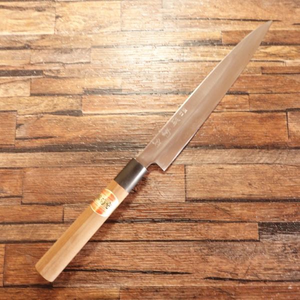 堺菊守 柳刃包丁 研ぎ済 水牛柄 別打 刺身包丁 ほぼ未使用保管品 シール付き 210mm