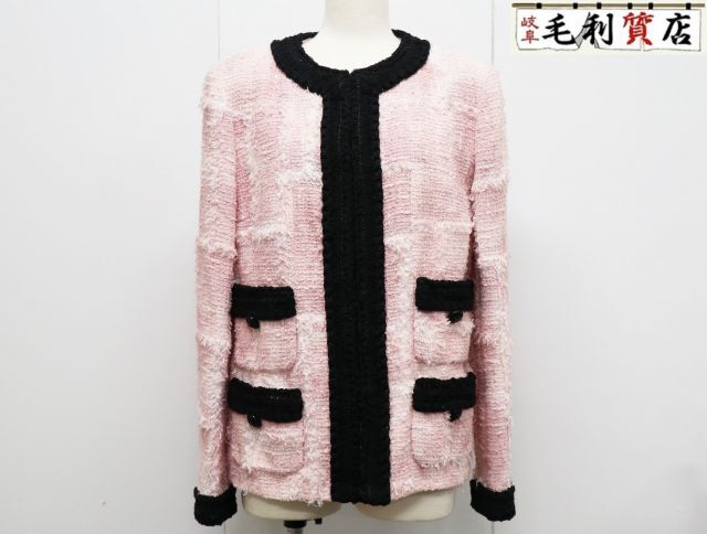 シャネル CHANEL 2022年クルーズ ツイードジャケット P71876 V63453 サイズ40 ピンク 美品 【中古】 ジャケット
