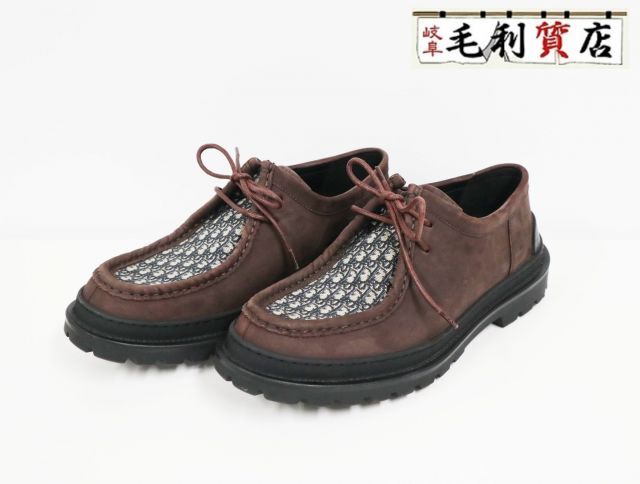 ディオール DIOR エクスプロ―ラ― オブリーク ボートシューズ ネイビー ブラウン サイズ43 27.0cm メンズ【中古】靴