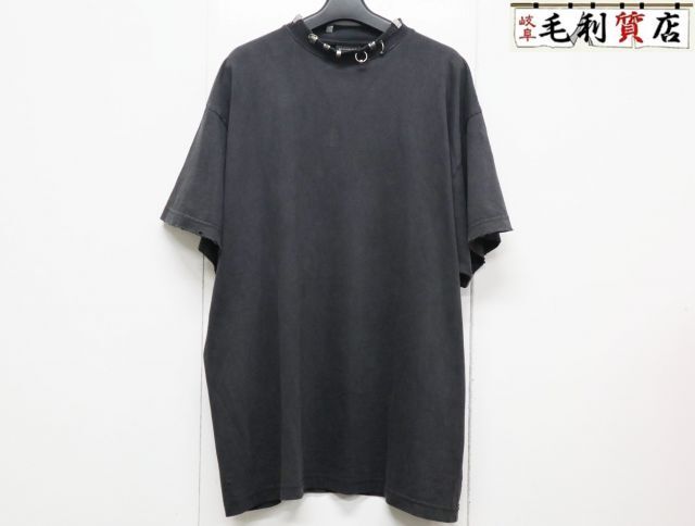 バレンシアガ BALENCIAGA Pierced オーバーサイズ Tシャツ サイズ1 ブラック 761460 TPVD4 ピアス装飾 【中古】