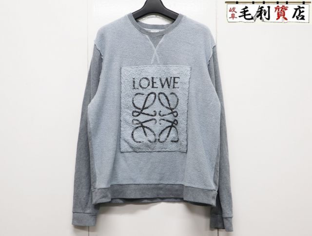 ロエベ LOEWE アナグラム ロゴ コットン スウェット サイズS S6179390CR ライトブルー グレー 【中古】 トレーナー