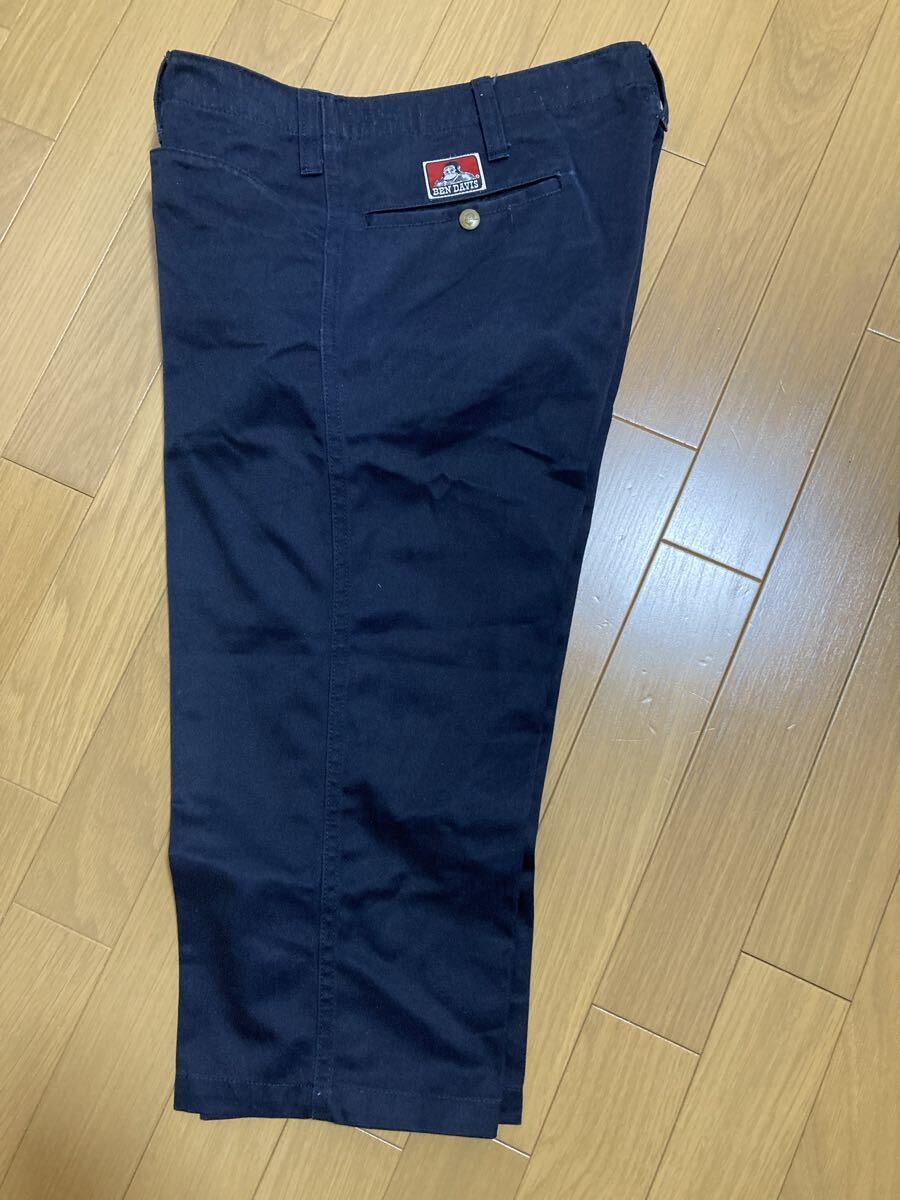 [古着]BEN DAVIS ベンデイビス ネイビー ハーフパンツ ワークパンツ　膝下丈　サイズ32