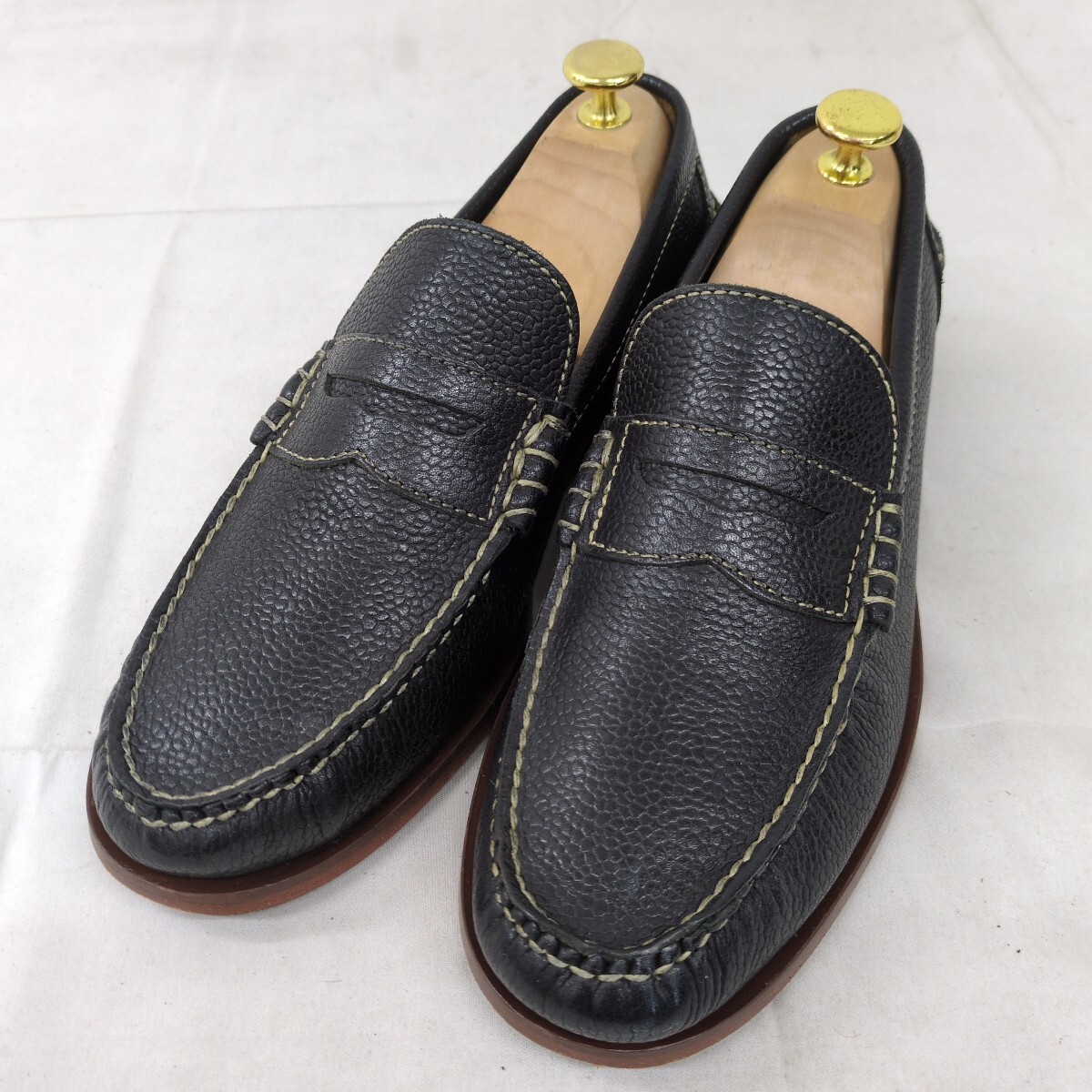 M61▲ COLE HAAN コールハーン メンズ サイズ7M ペニーローファー ブラック 靴 シューズ 本革 革靴 レザーシューズ シボ革 ローファー