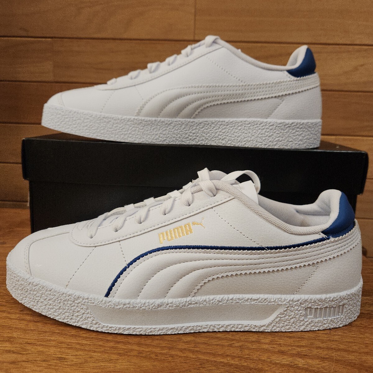 27cm 新品正規品　PUMA　プーマ Club FC クラブ　FC メンズ　レザー　スニーカー　ホワイト　ブルー　386387-01