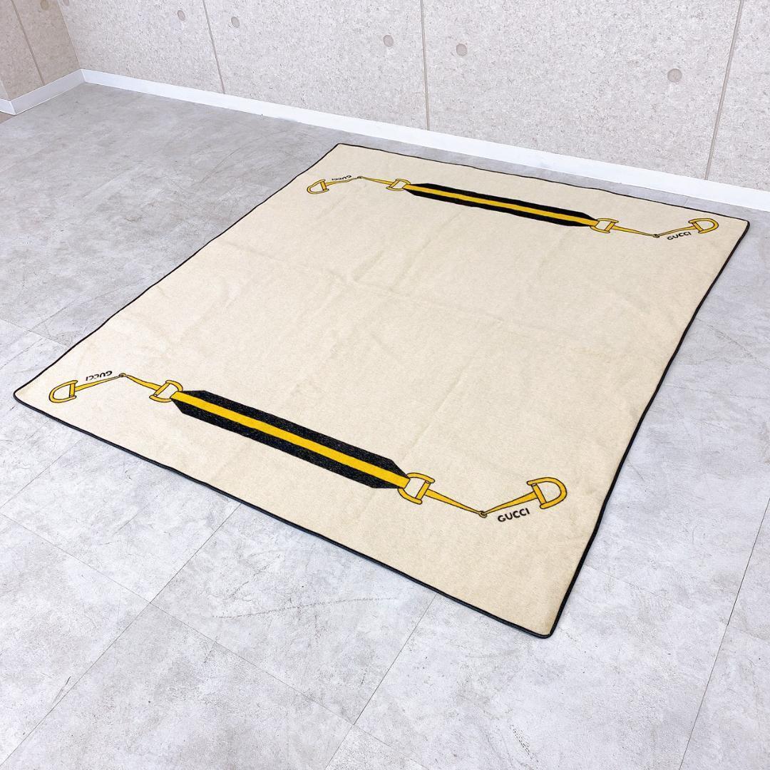 【ヤフオクのみ】GUCCI ラグ／ブランケット風 マット 約148×140cm ダメージあり