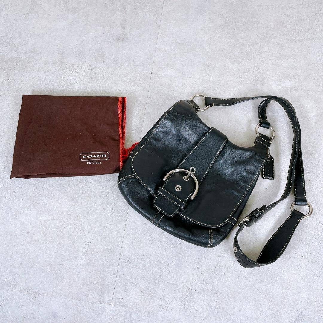 【ヤフオクのみ】COACH コーチ 本革 ショルダーバッグ F04S-9736 ブラック レザー