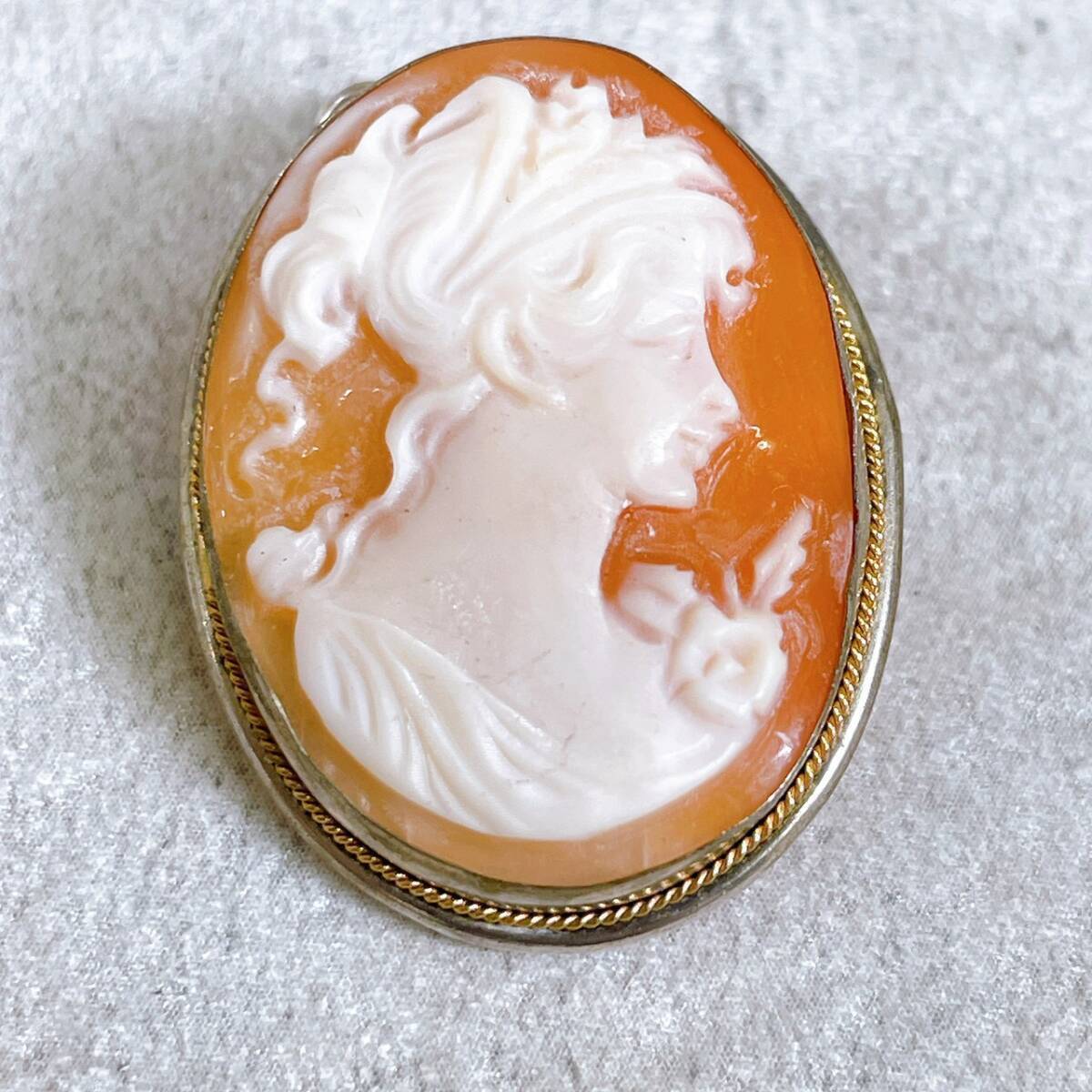 【ヤフオクのみ】カメオブローチ シェルカメオ / SILVER 800刻印あり 4g 現状品