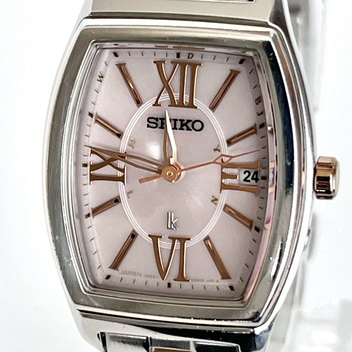 【稼働】磨き済み セイコー SEIKO ルキア LUKIA レディース 腕時計 電波ソーラー 美品 ピンク文字盤 ゴールド s2337