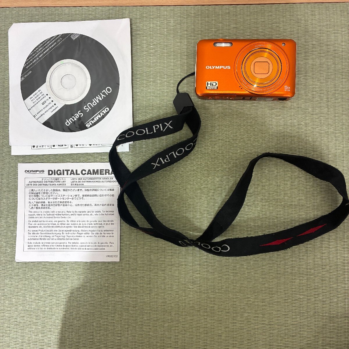 【586_78385】 1円～　Olympus Digital Camera VG‐145 5×WIDE オレンジ 動作未確認 目立った傷や汚れなし 取扱説明書 付き 60 カメラ