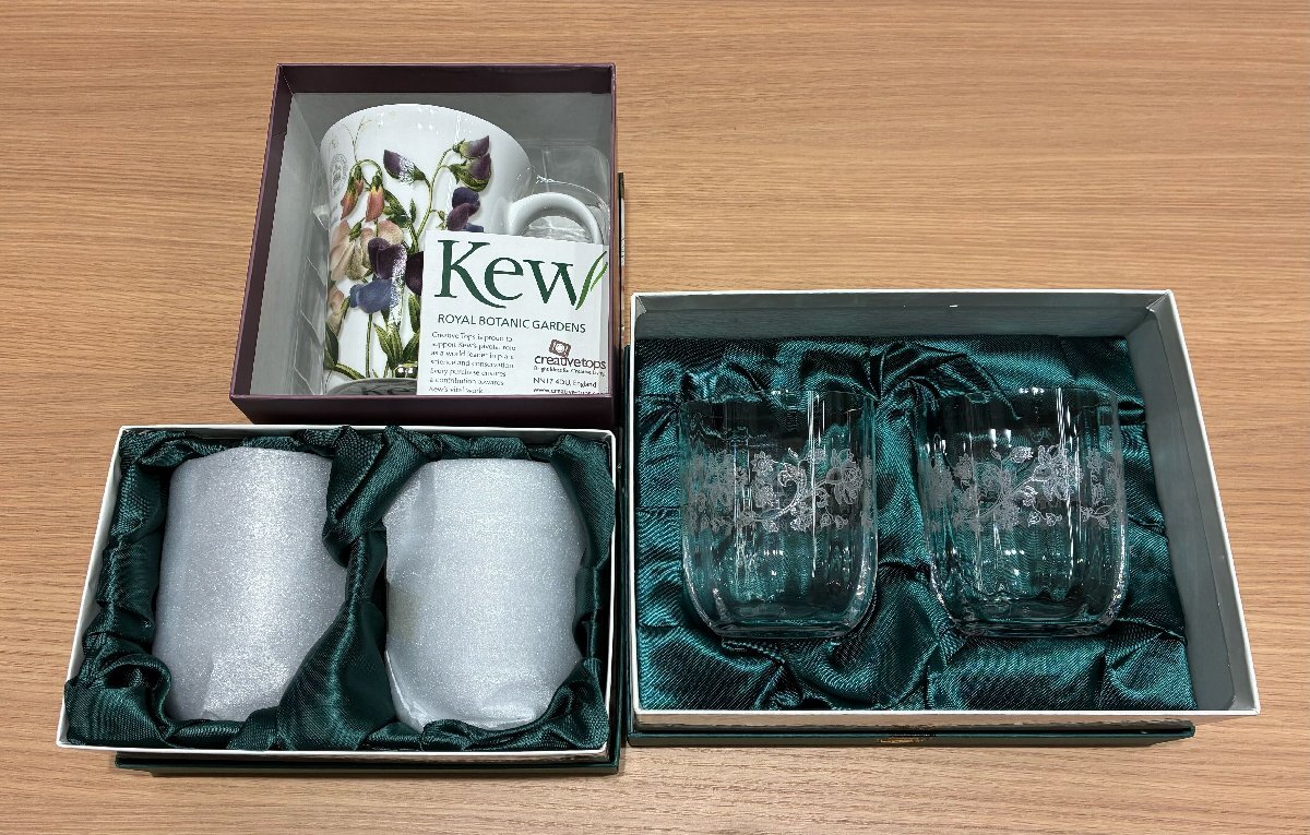 【597_63203】1円～ 洋食器おまとめ MINTON ミントン Royal Botanic Gardens Kew キューガーデン グラス マグカップ 箱付き ガラス 陶器
