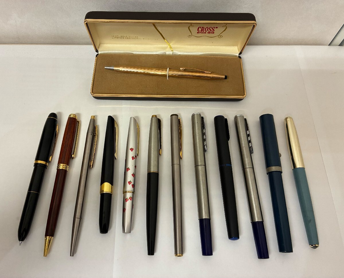 【597_75131】万年筆・ボールペン 13本おまとめ PLATINUM MONTBLANC CROSS SHEAFFER 等 筆記未確認 ペン先14K有り 文具 アンティーク