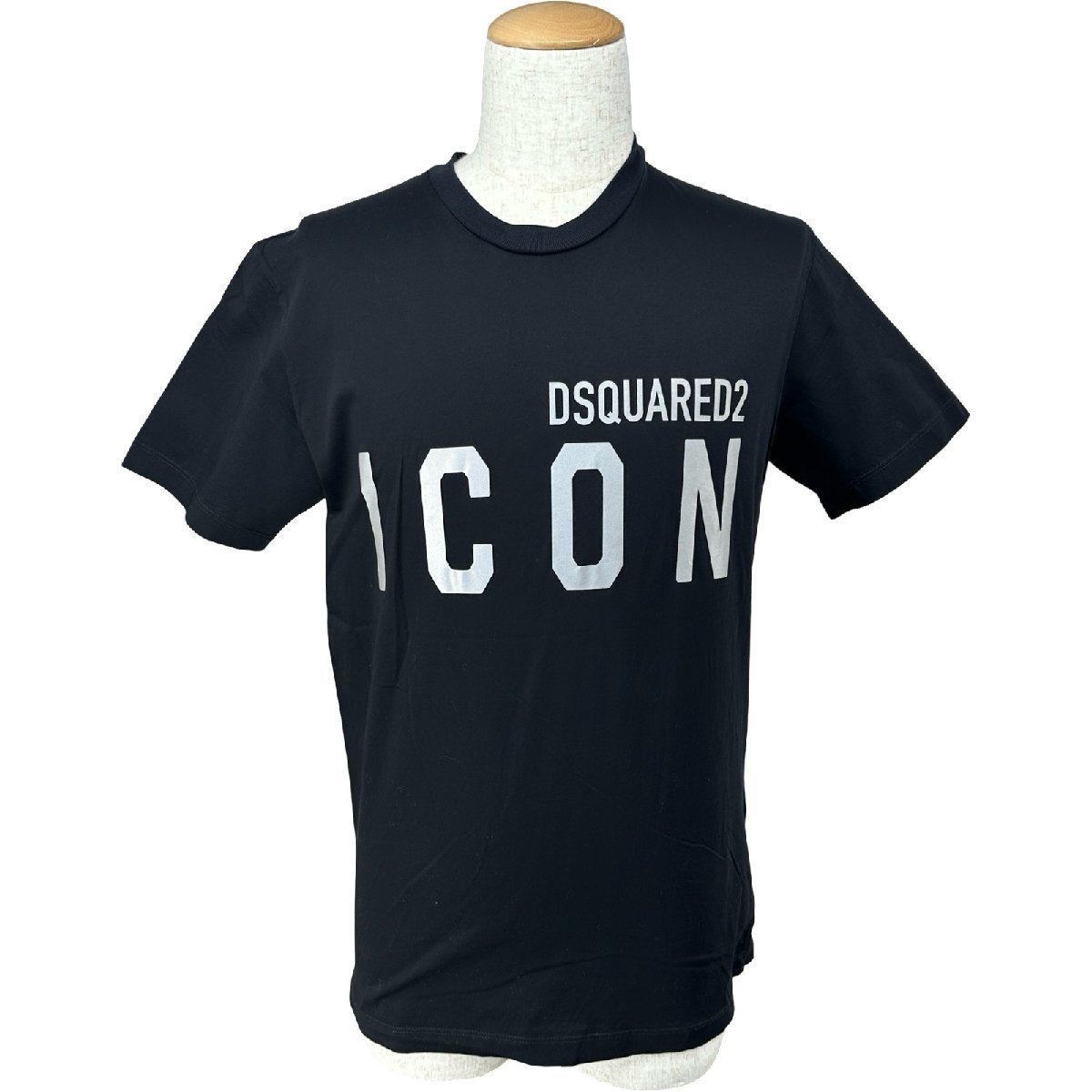 ディースクエアード DSQUARED ICONロゴ 半袖Tシャツ S79GC0019 ブラック コットン 半袖Ｔシャツ メンズ 中古