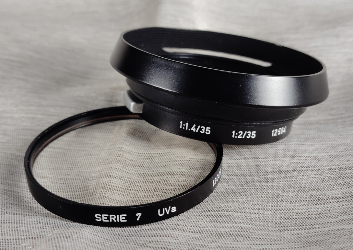LEITZ 12 504レンズフード＆1300 SERIE 7 UV a 挟み込フィルターセット ライカ中古美品