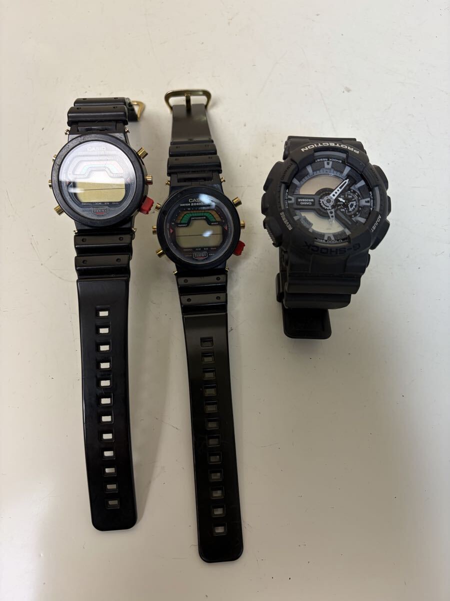CASIO カシオ クォーツ 腕時計 デジタル文字盤 ブラック系 ラウンド ラバーベルト メンズ 部品取り DW-6000 G-SHOCK まとめて3個