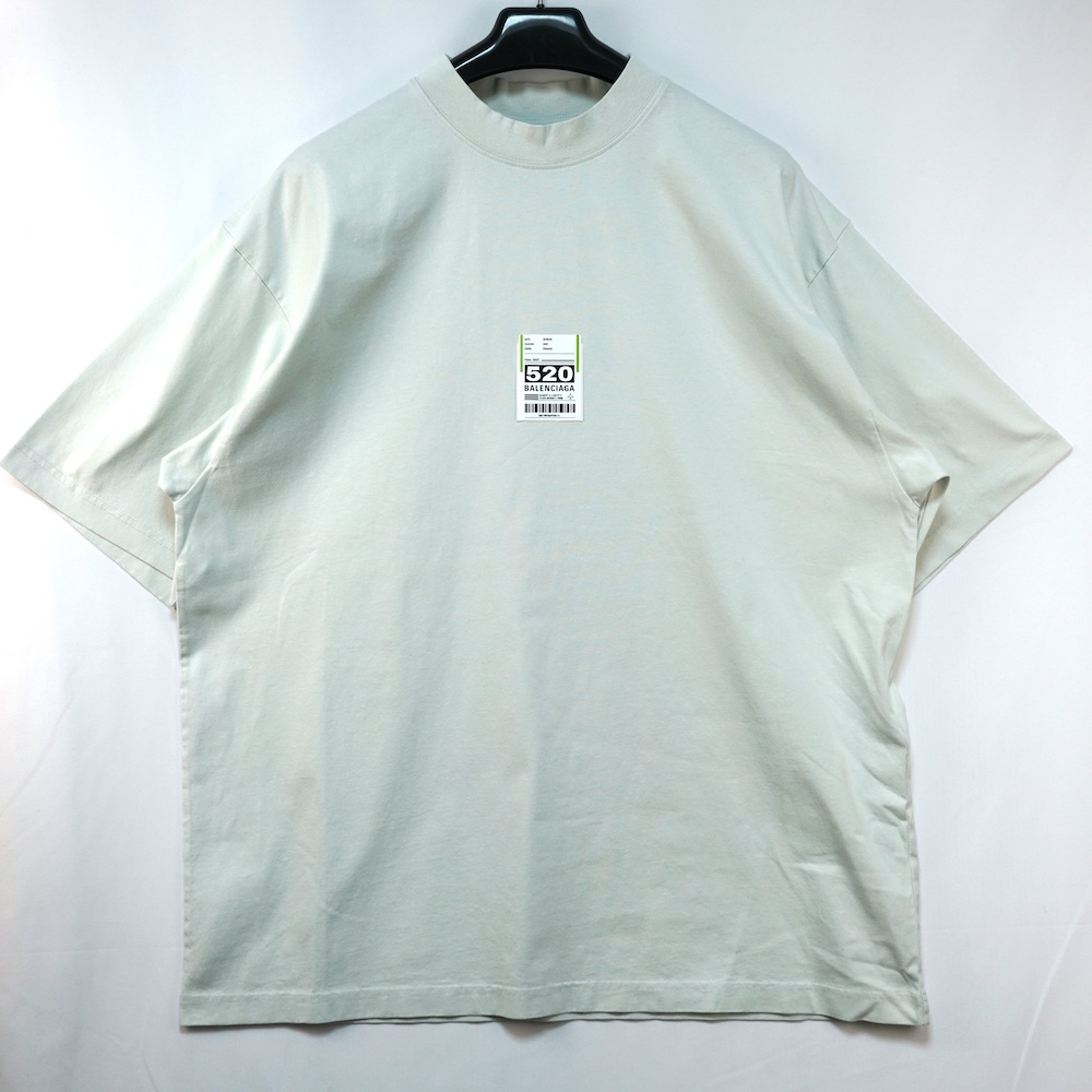 BALENCIAGA バレンシアガ AIRPORT TAG Flight Seal Logo Tee フライト シール ロゴ Tシャツ ショートスリーブ クルーネック ライトブルー M