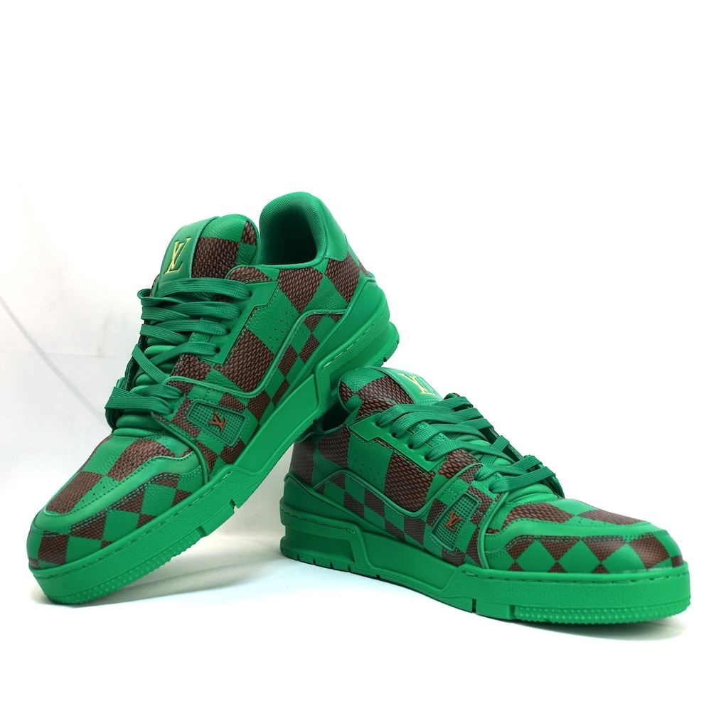 LOUIS VUITTON Trainer Sneaker LV トレイナー ライン スニーカー ダミエ グリーン 7.5サイズ (約26cm) 1ACN5C