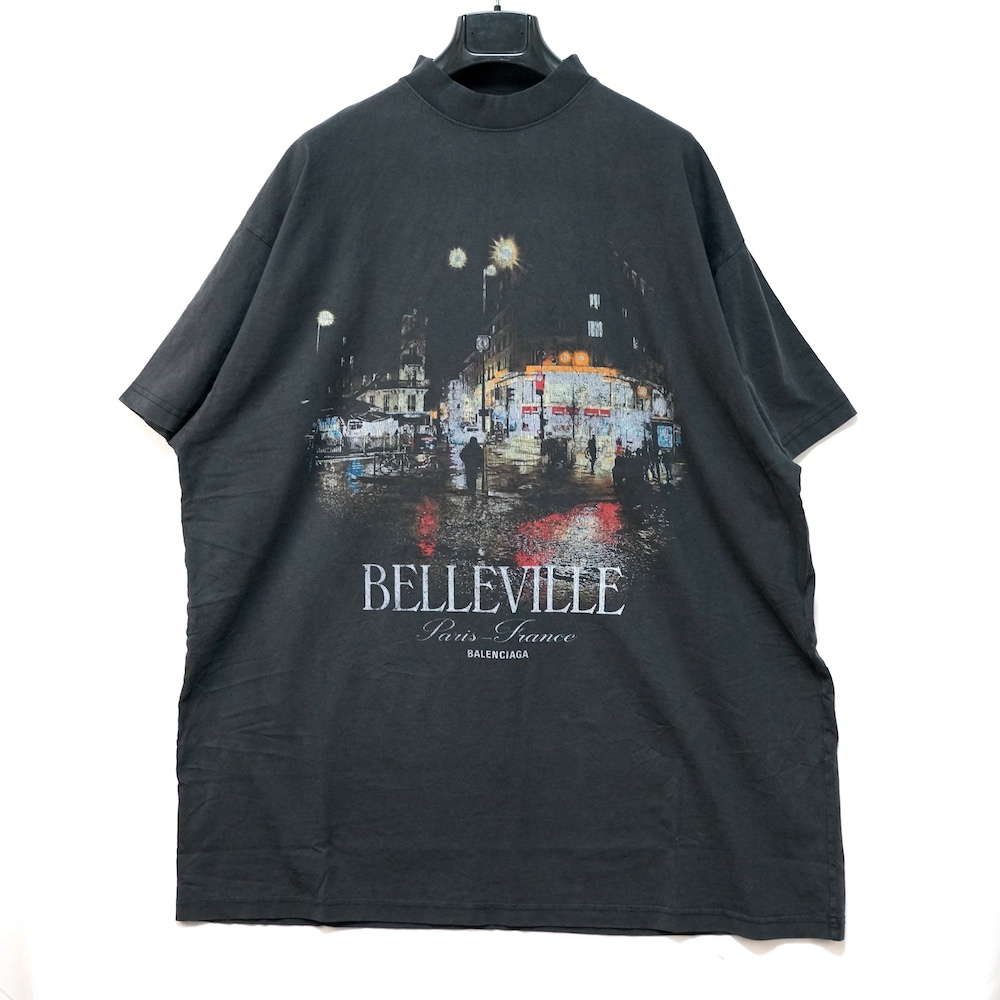BALENCIAGA バレンシアガ ベルヴィル オーバーサイズ Tシャツ ヴィンテージ加工 ブラック サイズ3 787349 TRVP7