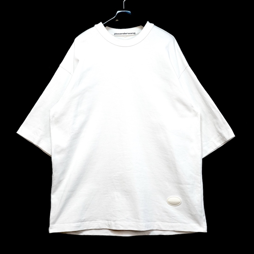 alexander wang アレキサンダーワン オーバーサイズ コットン Tシャツ ラバータグ ホワイト Sサイズ CA67930