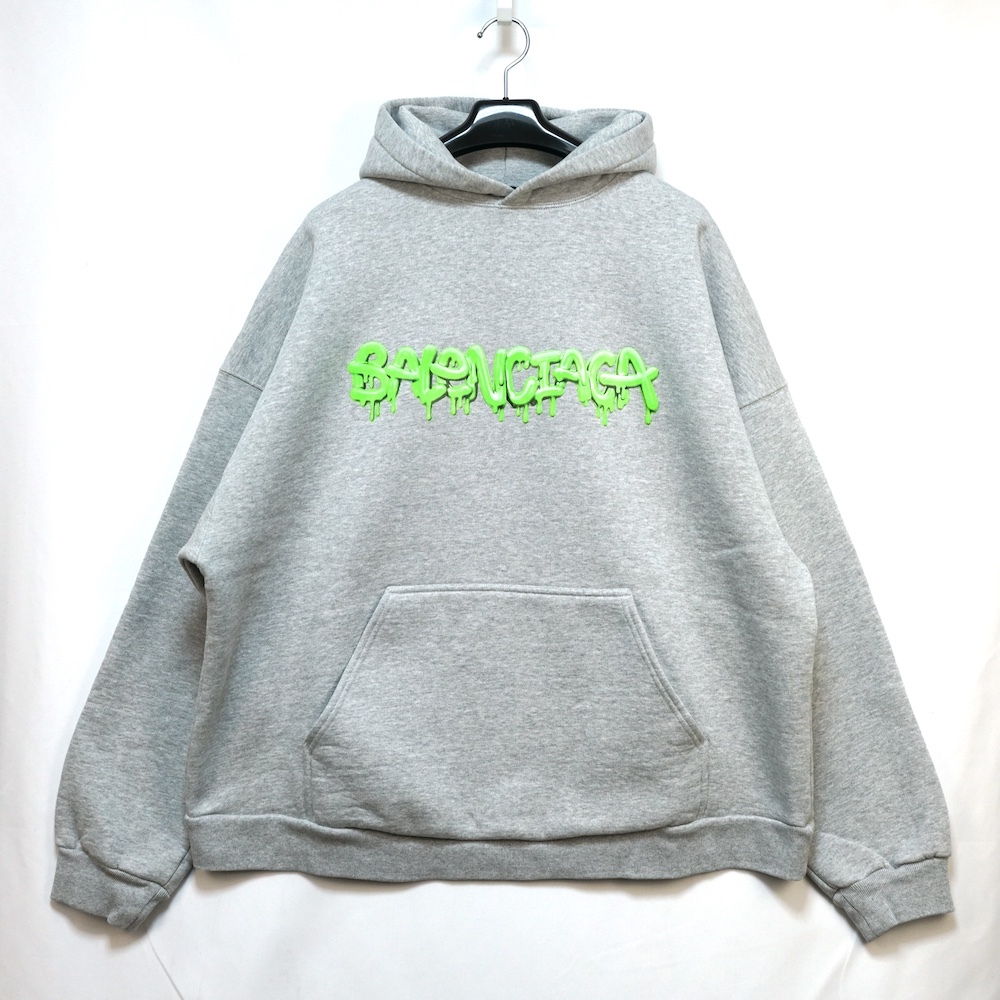 BALENCIAGA バレンシアガ スライム ロゴ スウェット フーディ パーカー 裏起毛 サイズ1 グレー 674986 TLVF2