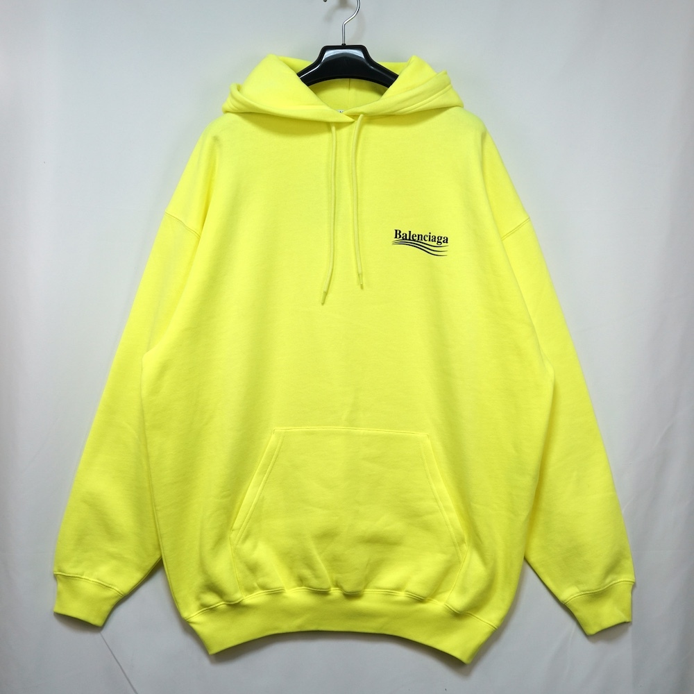 BALENCIAGA バレンシアガ Political Campaign Medium Fit バレンシアガ キャンペーン ロゴ フーディ パーカー イエロー S 578135 TKVD4