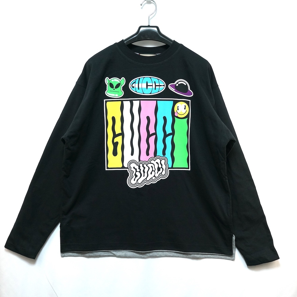 GUCCI Reversible Cotton Jersey Tee グッチ リバーシブル コットン ジャージー Tシャツ ブラック XSサイズ 785221 XJGII