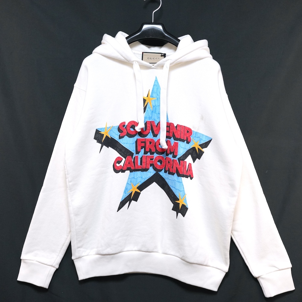 GUCCI グッチ Souvenir from California プリント スウェット フーディ パーカー ホワイト サイズXS 615061 XJEG6