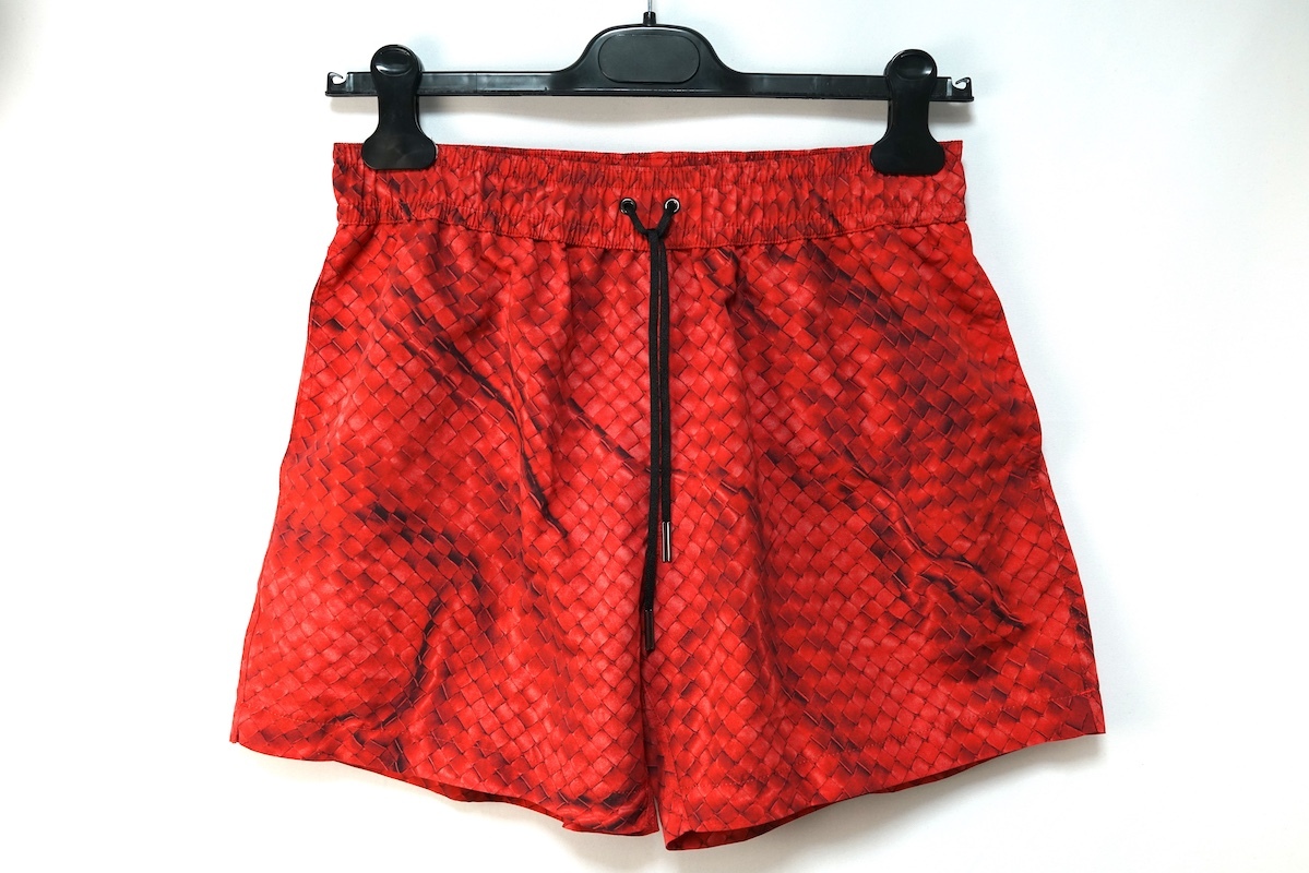 BOTTEGA VENETA ボッテガヴェネタ 水着 スイム ウエア イントレチャート ショーツ レッド XSサイズ 520193 4V007