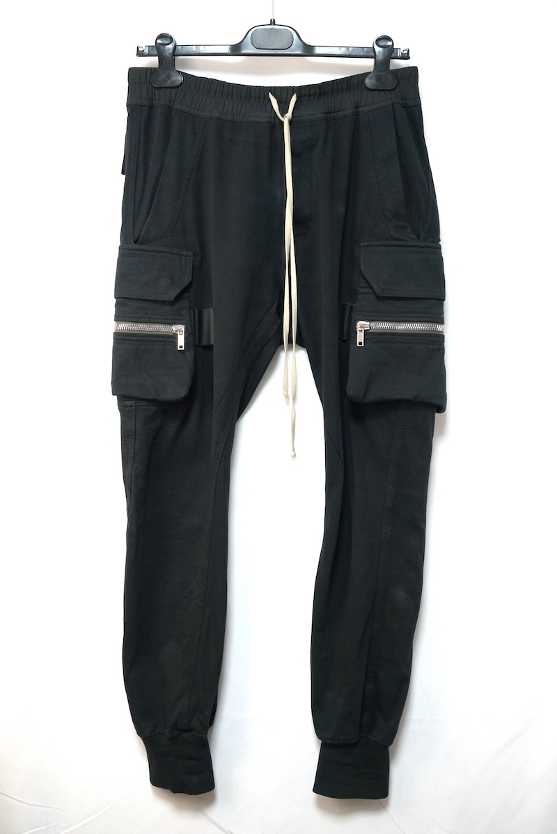 RICKOWENS リックオウエンス MASTODON CARGO PANTS マストドンカーゴパンツ ドローストリング ブラック 50サイズ RU02A5396-BA