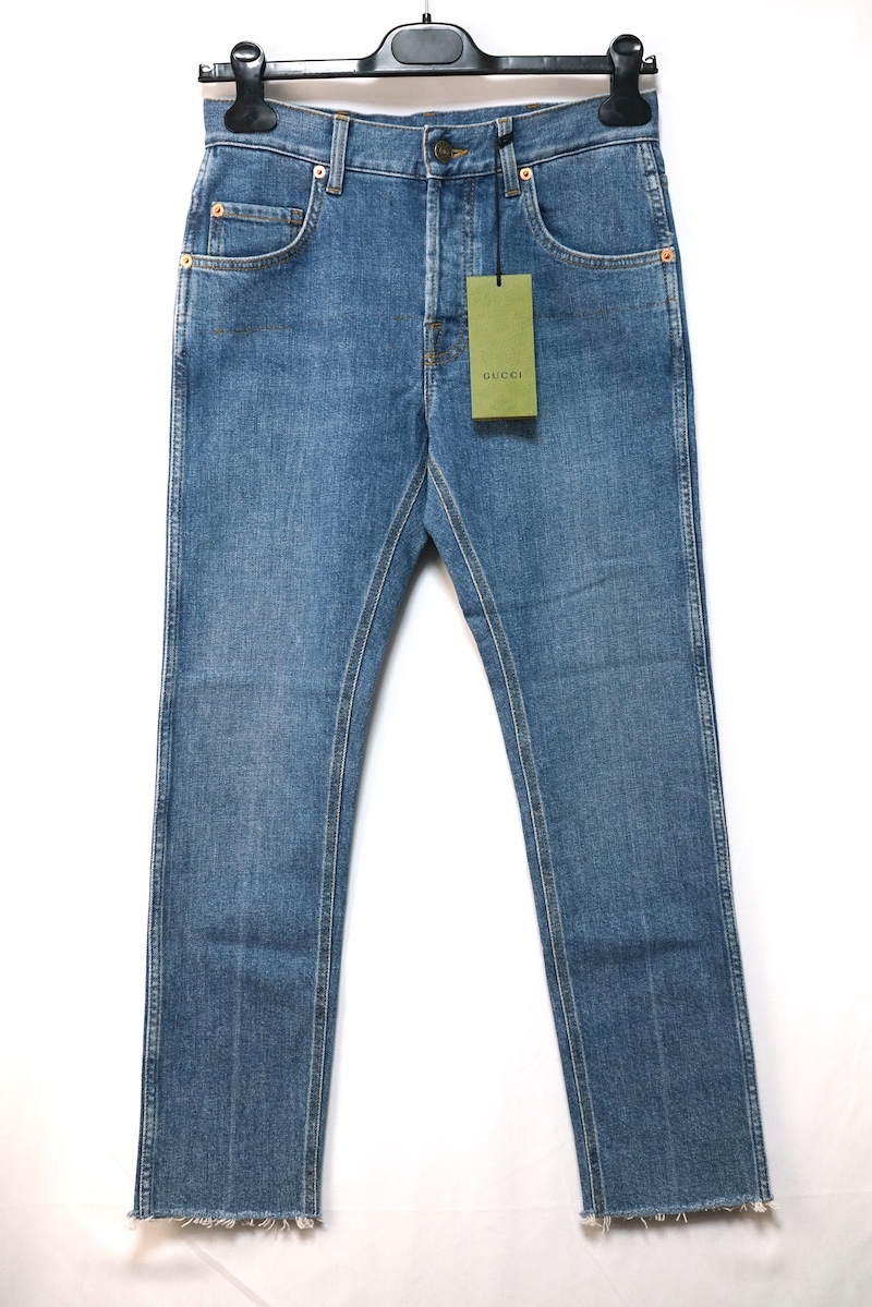 GUCCI グッチ ストレッチ カットオフ スキニー デニム パンツ 28サイズ ライトデニム 681284 XDBP7