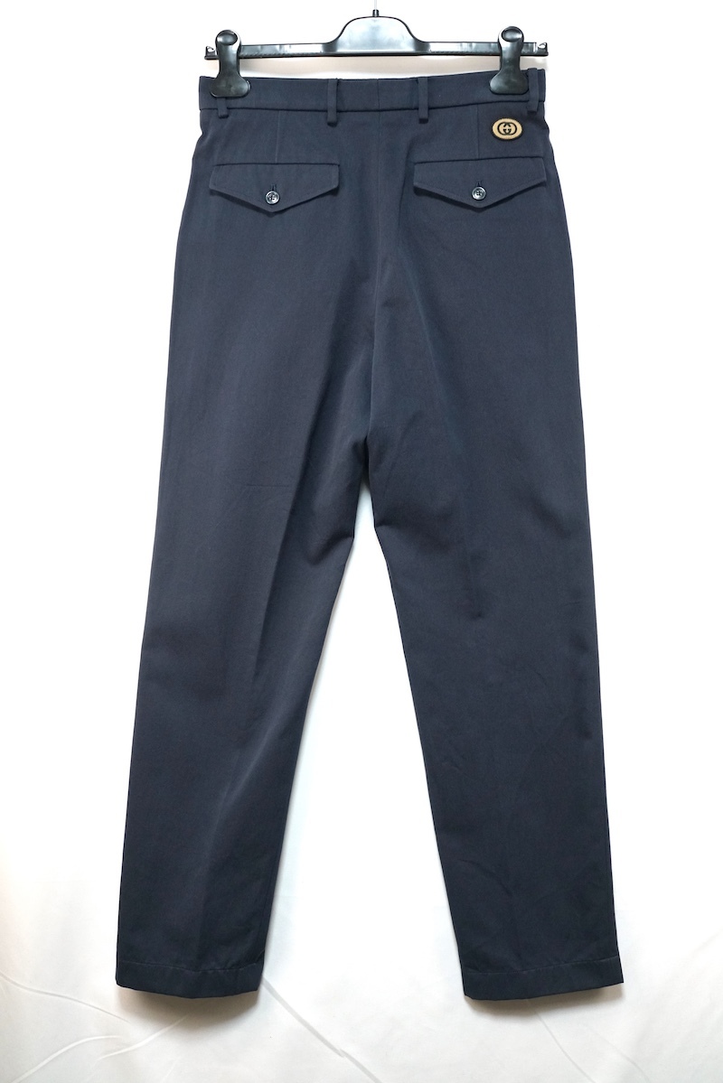 GUCCI グッチ GGロゴパッチ コットン チノ パンツ 44サイズ ネイビー 639398 ZAF7Ｙ