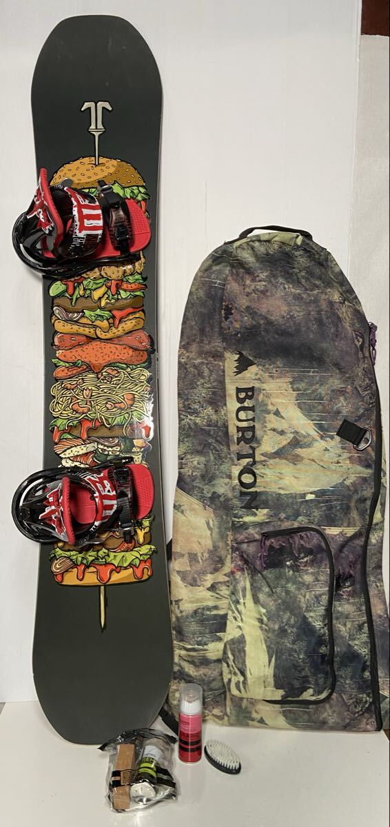 H【500円スタート】TECHNINE スノーボード板 ビンディング セット Team STICK 154 スノーボード スノボ BURTONボード袋付き テックナイン