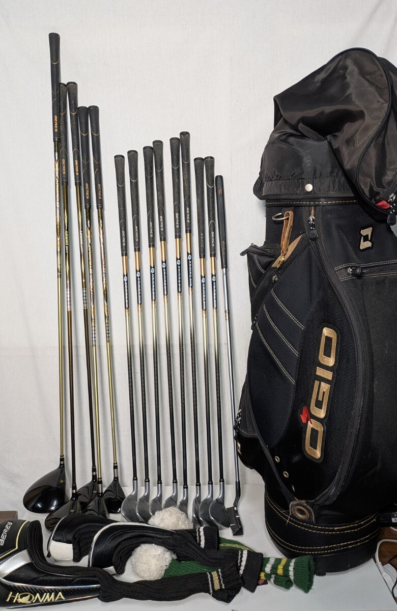 H【500円スタート】HONMA ゴルフクラブセット BERES 10.5° 25° 22° 5.7/アイアン 6.7.8.9.10.11.A.S/パターバッグ付