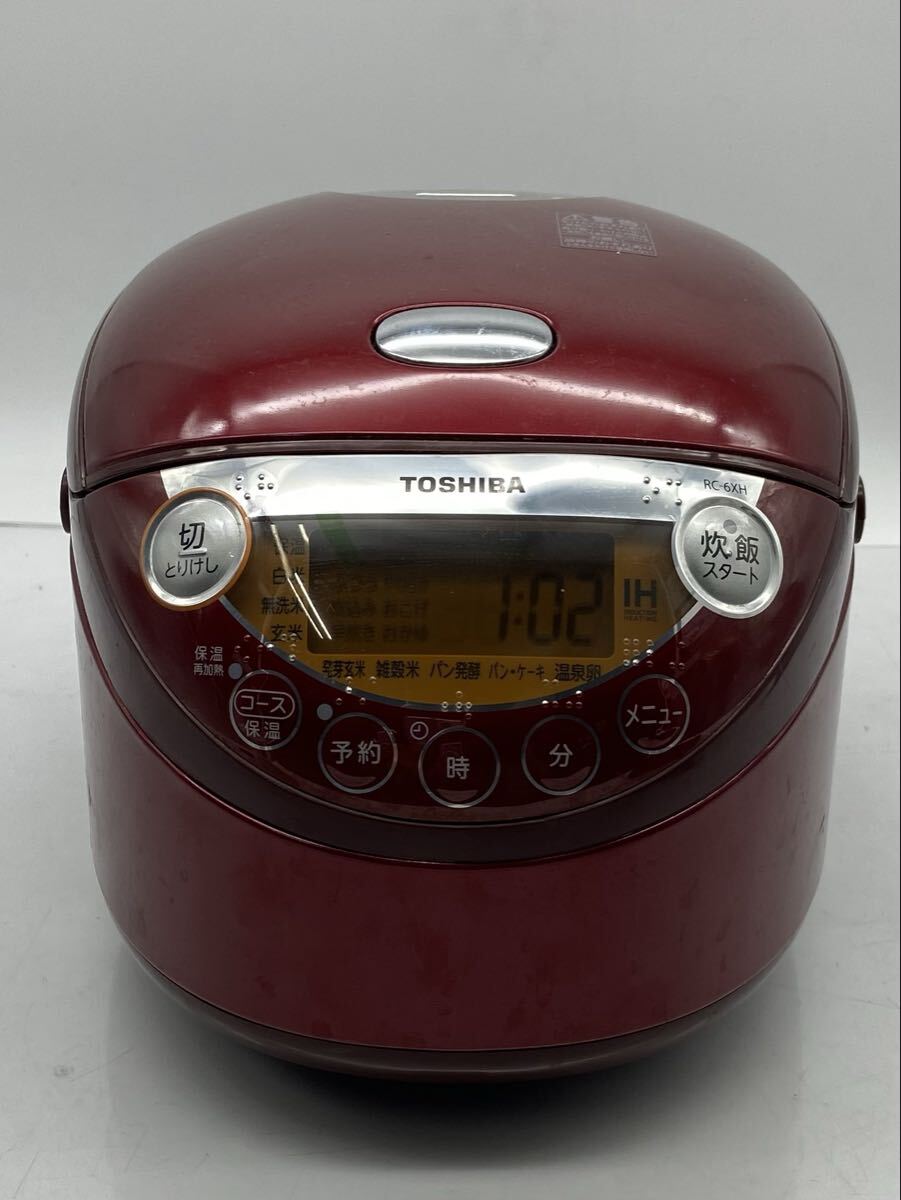 H【500円スタート】 TOSHIBA 炊飯器 IH保温釜 RC-6XM グランレッド 東芝 IHジャー炊飯器 3合 レッド