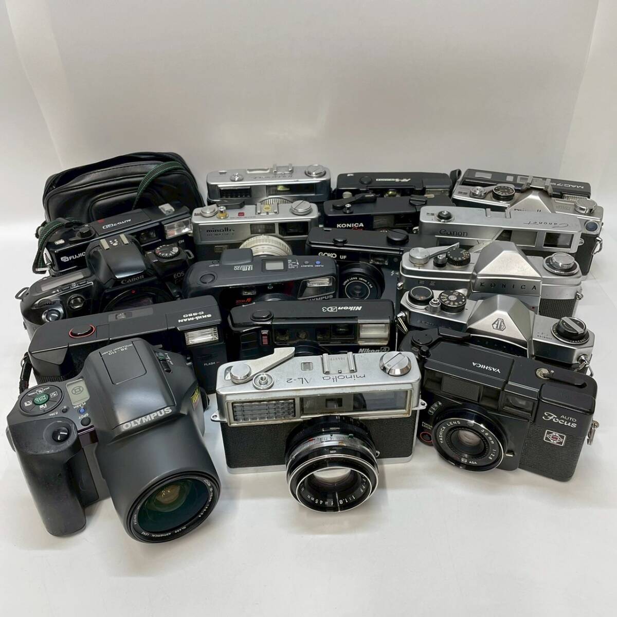 ■ 1円〜【まとめ売り】 フィルムカメラ 18点 まとめ KONICA OLYMPUS MINOLTA YASICA Canon Nikon PENTAX 等 一眼レフ カメラ K163951