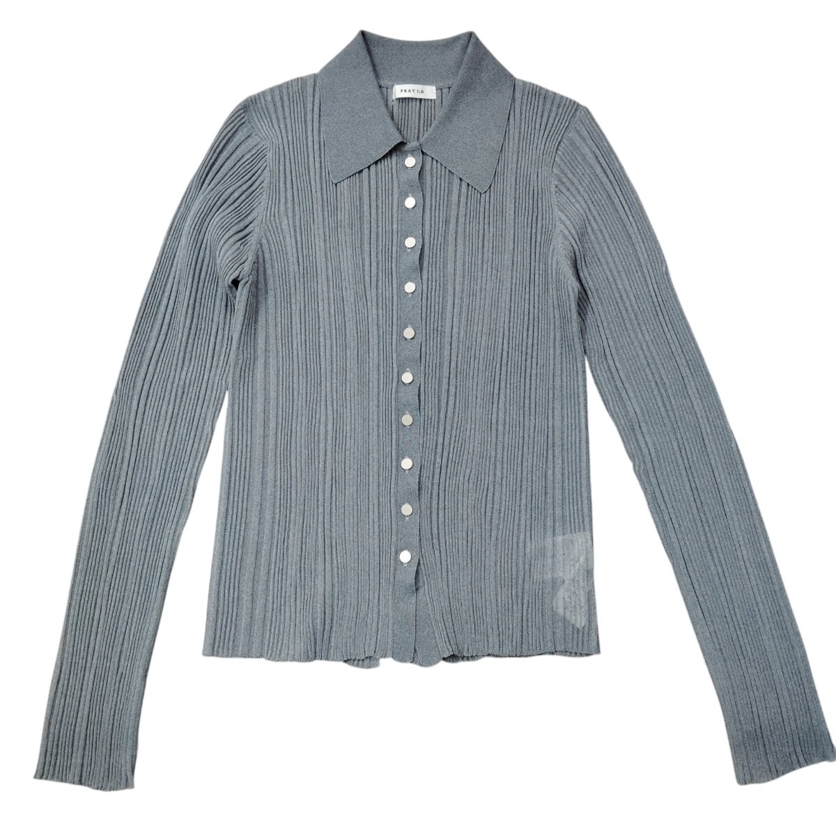 ☆ FRAYI.D フレイアイディ シアーリブポロニット グレー系 #F 長袖 メタルボタン レディーズ 