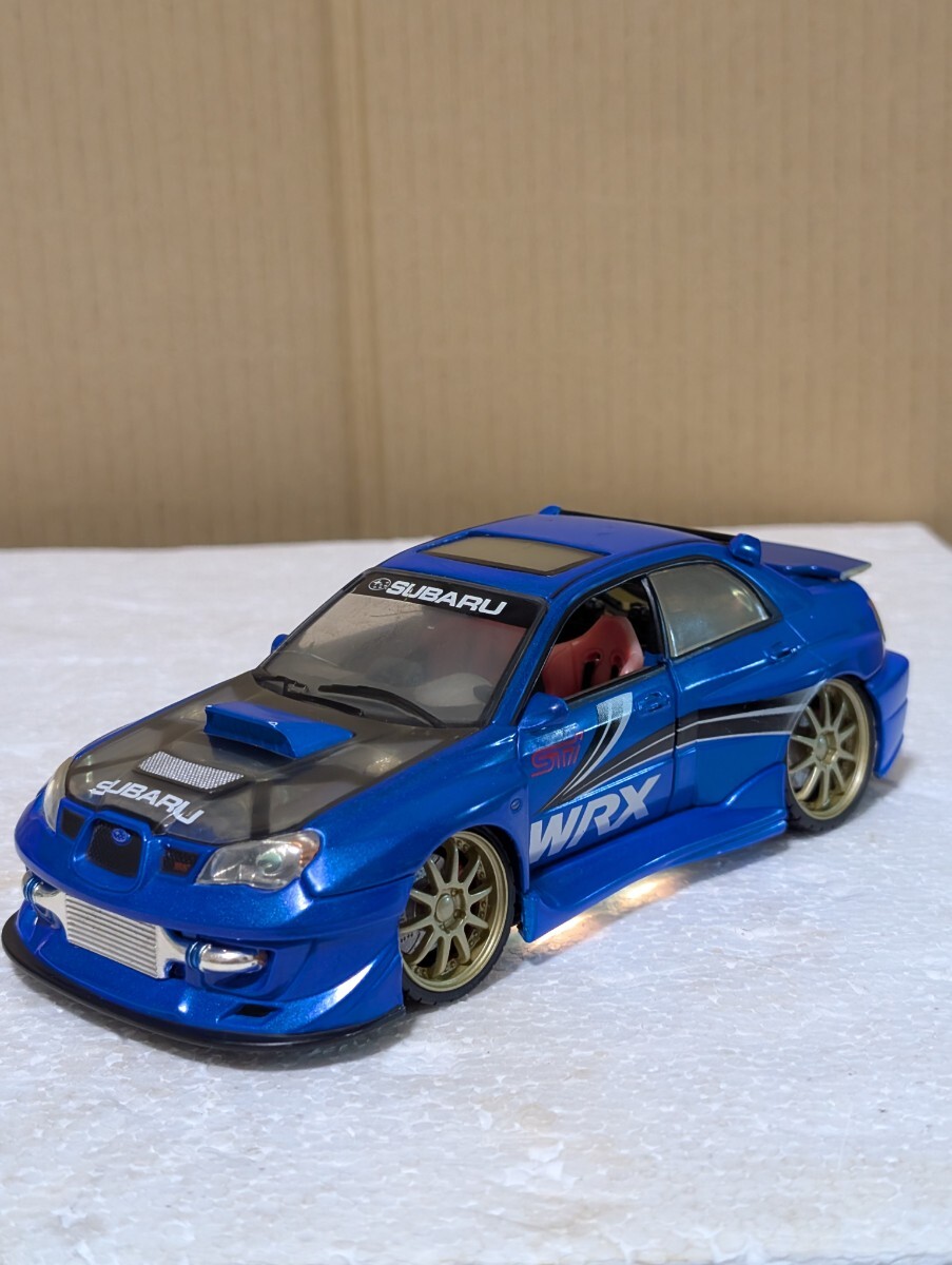 1/24 ワイルドチューナー スバル インプレッサ WRX LED点灯 ミニカー WILD TUNER SUBARU IMPREZA ドリフト DRIFT 現状品 リアスポ破損