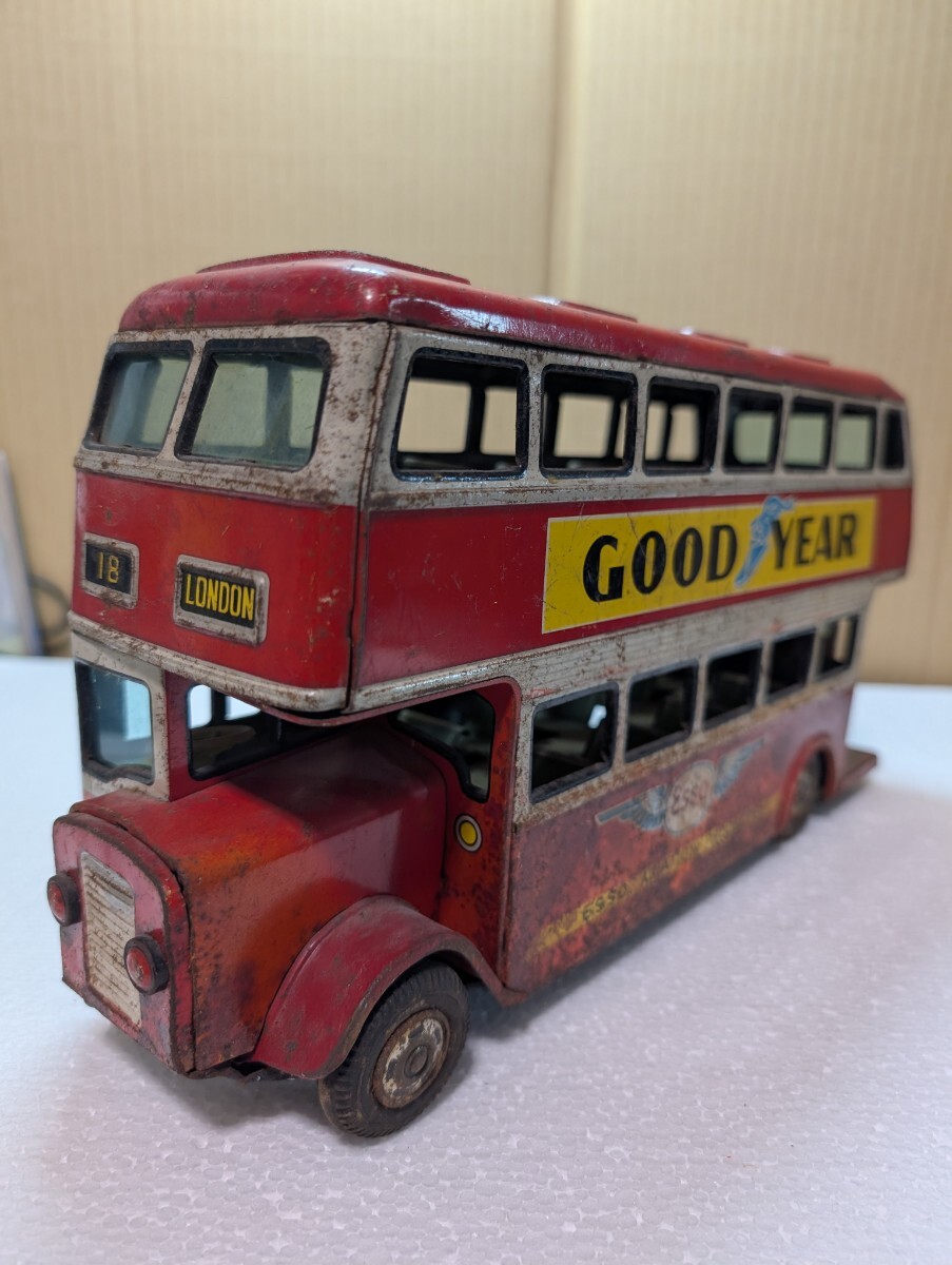 　1960年代 昭和当時物 ブリキ玩具 輸出用 林製作所 エーワン ASAKUSATOY ダブルデッカーバス DOUBLE DECKER BUS MADE IN JAPAN LONDON BUS
