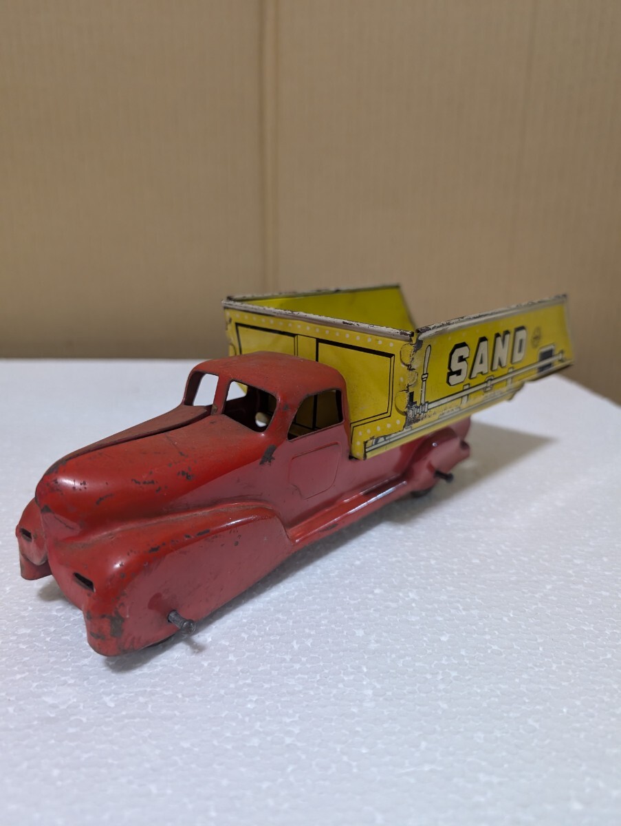 ブリキ Vintage 1950s Marx Toys Sand & Gravel Red/Yellow Dump Truck Pressed Steel ダンプトラック MADE IN UNITED STATERS OF AMIRICA