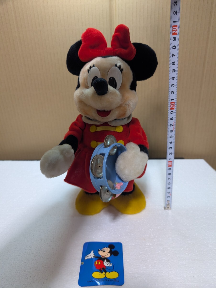 1980年代 当時物 トミー TOMY ミニーマウス ぬいぐるみ おもちゃタンバリン付き なかよし音楽隊 MINNIEMOUSE WALTDISNEY Disney