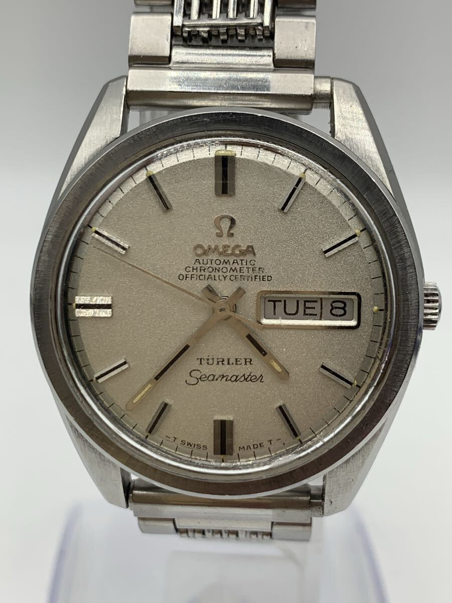鑑定済み レア 動作品 Wネーム OMEGA TURLER Seamaster Chronometer cal.751 オメガ ターラー シーマスター 自動巻き デイデイト 腕時計