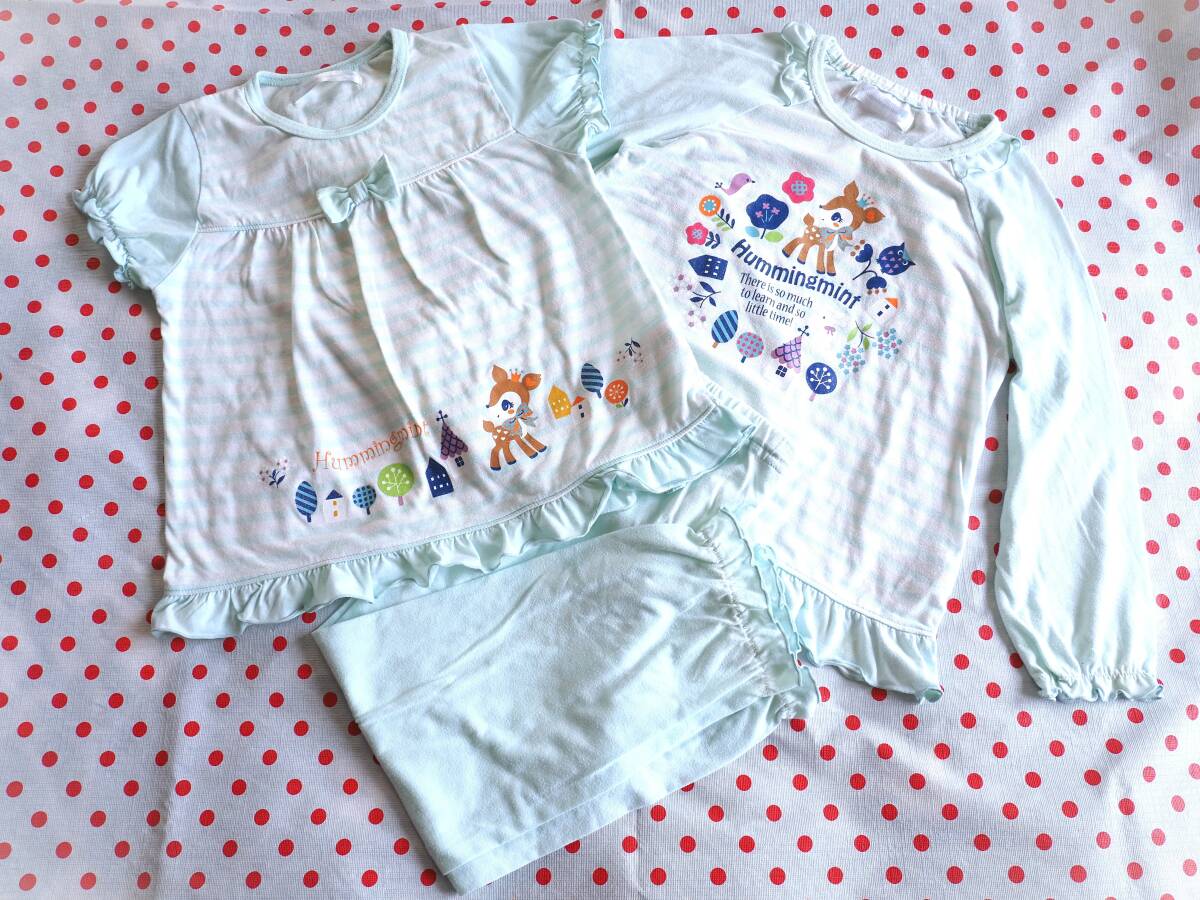 ◆ サンリオ ハミングミント 春 夏 パジャマ 半袖 長袖 長 ズボン / ロング パンツ 3点 セット キッズ 120 女の子 カイタックファミリー