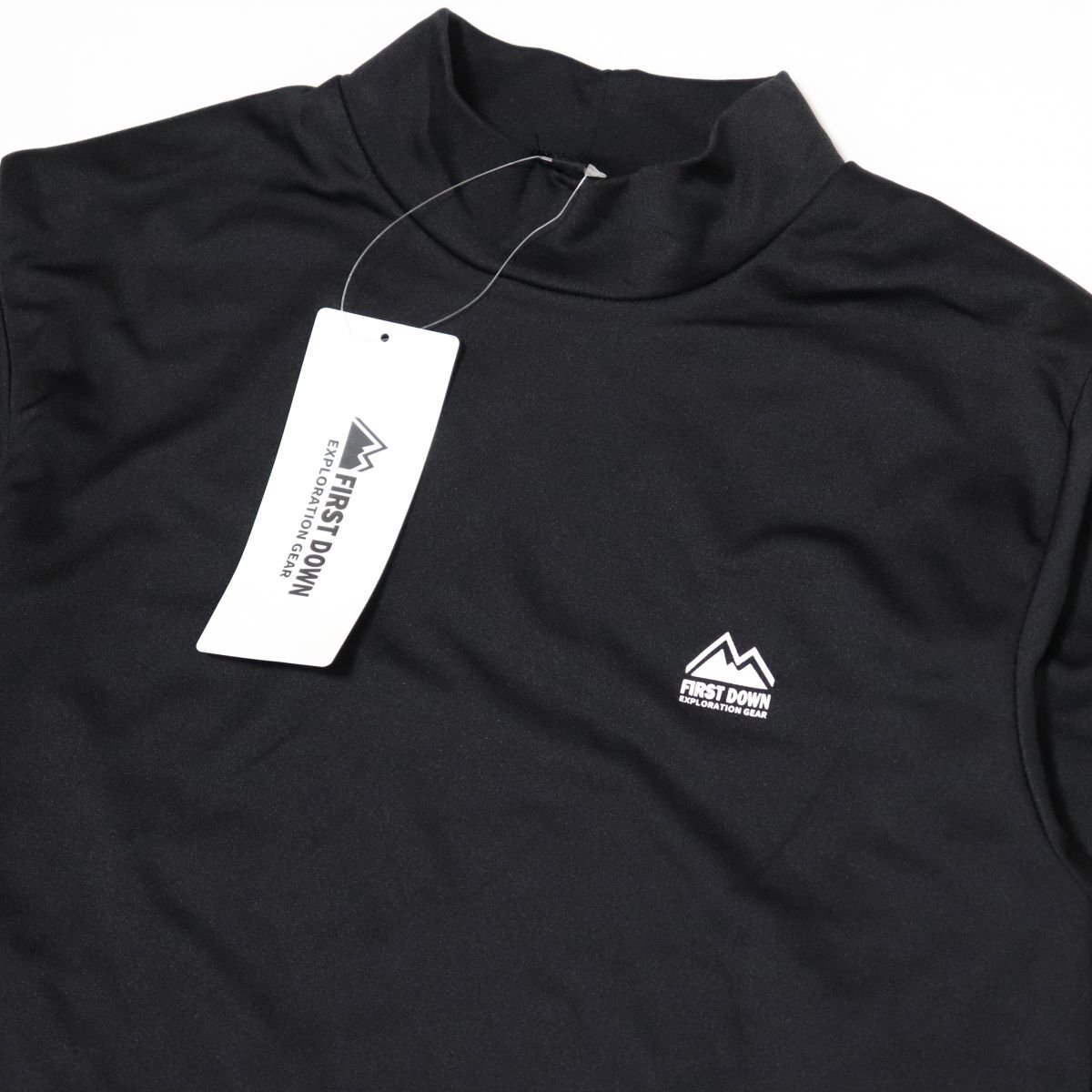 ●送料390円可能商品 ファーストダウン FIRST DOWN 新品 メンズ 裏起毛 ハイネック 長袖 シャツ 黒 Lサイズ[12952-10-L] 一 三 弐★QWER