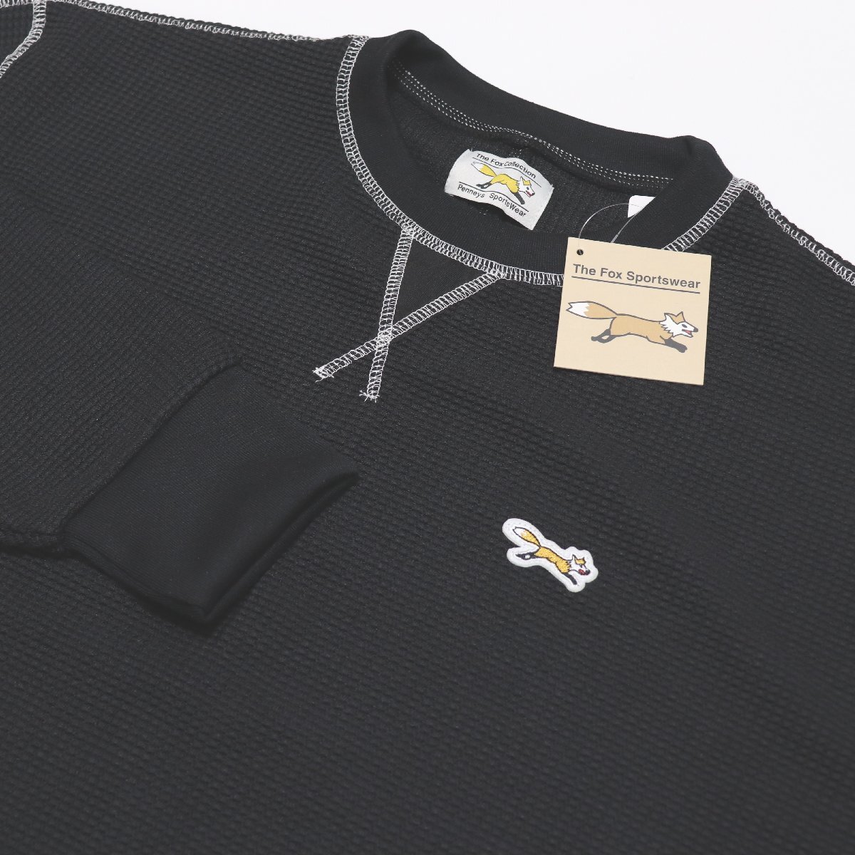 ★ペニーズ PENNEYS 新品 メンズ ワッフル 長袖Tシャツ 長袖シャツ 春秋 黒[IS887-8-M] 一 三 壱★QWER★