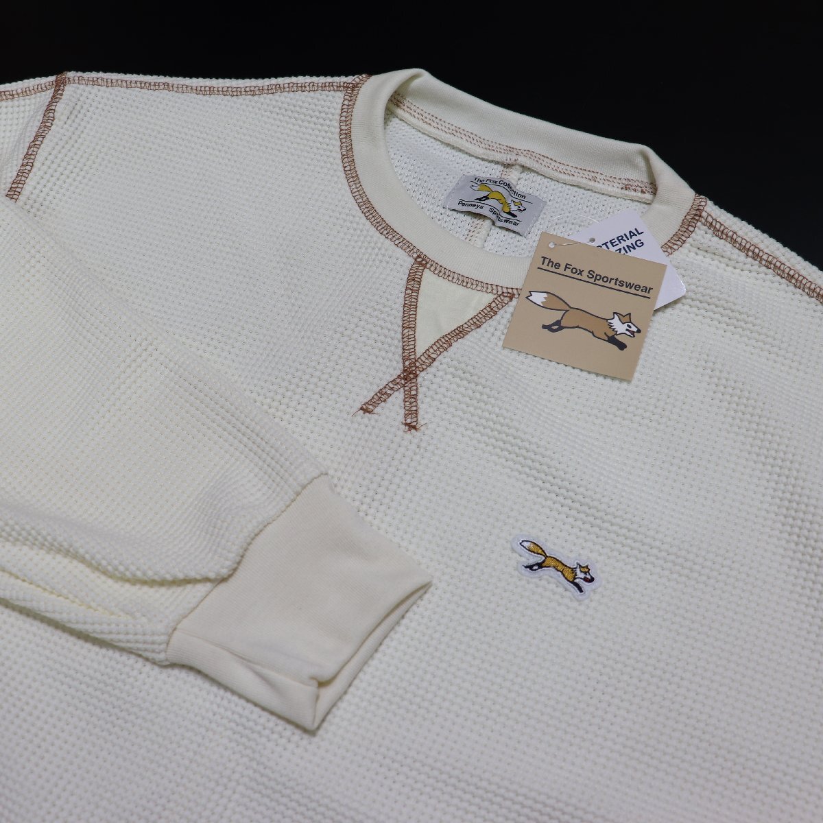 ★ペニーズ PENNEYS 新品 メンズ ワッフル 長袖Tシャツ 長袖シャツ 春秋 アイボリー[IS887-38-L] 一 三 弐★QWER★