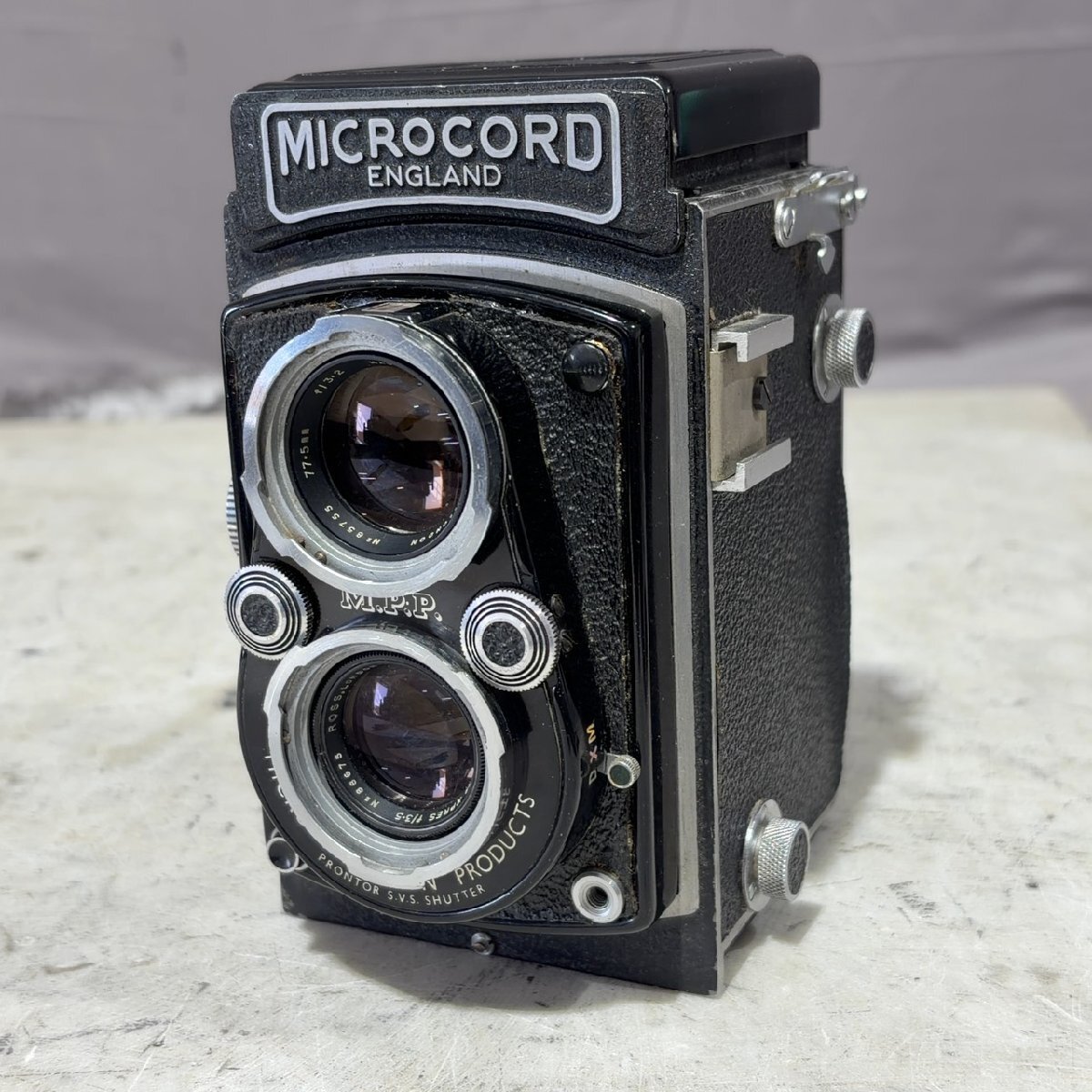 【G】 MICROCORD ENGLAND 77.5mm f/3.2 f/3.5 二眼レフカメラ マイクロコード 186019