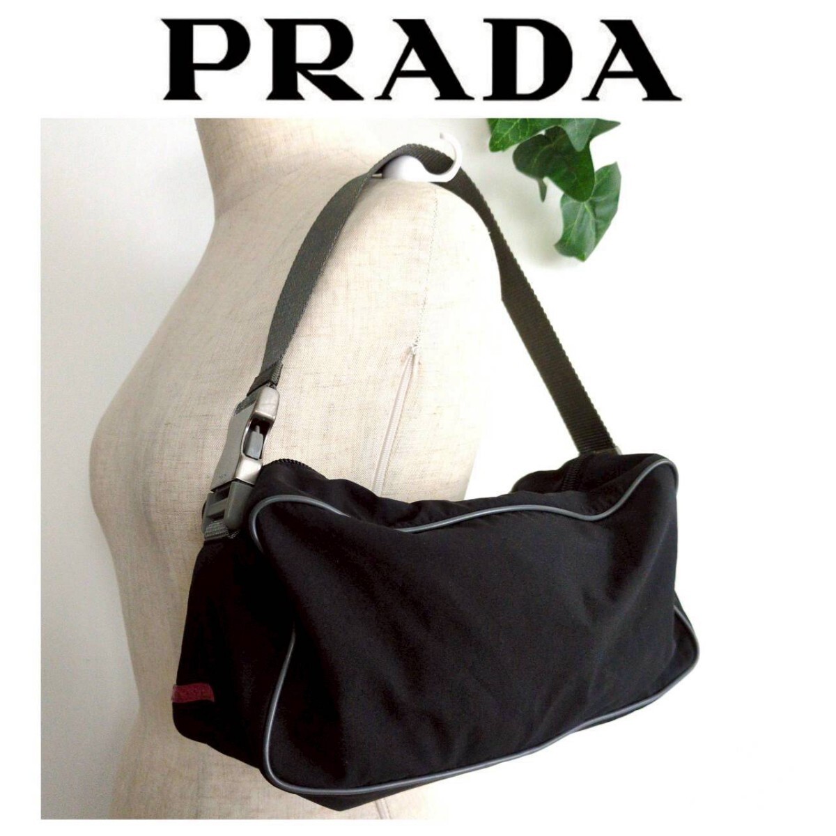 美品 プラダスポーツ 00s archive ワンショルダーバッグ ハンドバッグ アクセサリーポーチ 鞄 PRADA SPORT ブラック 黒 レディース メンズ