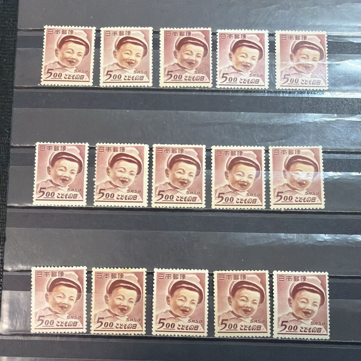 【73】1949年 こどもの日記念切手 5円 未使用　NH 糊有り　15枚