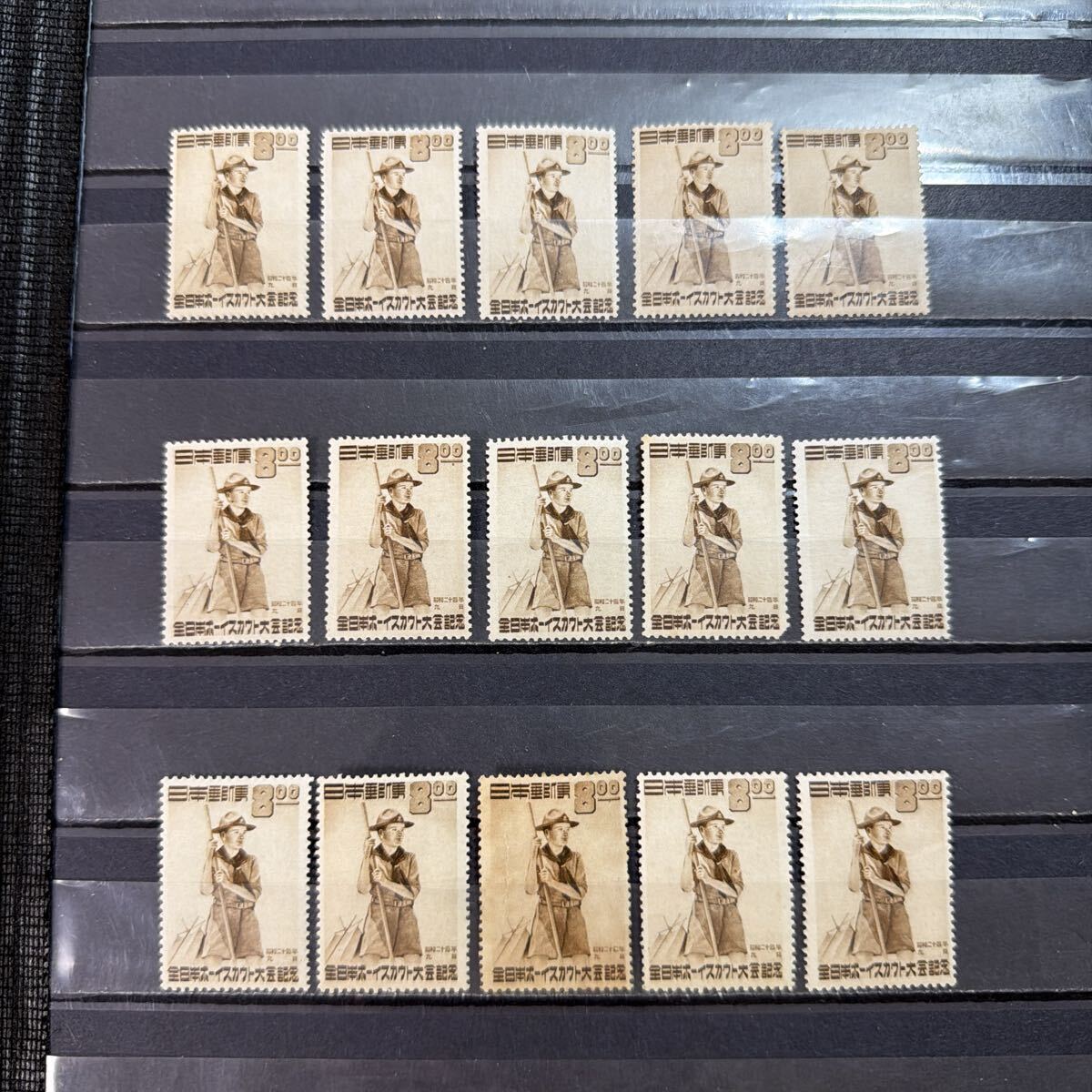 【109】1949年 全日本ボーイスカウト大会記念切手　8円 未使用　15枚 糊有